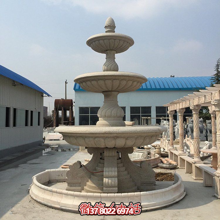 精美花崗巖石雕景觀噴泉，大型層流水花大理石雕塑