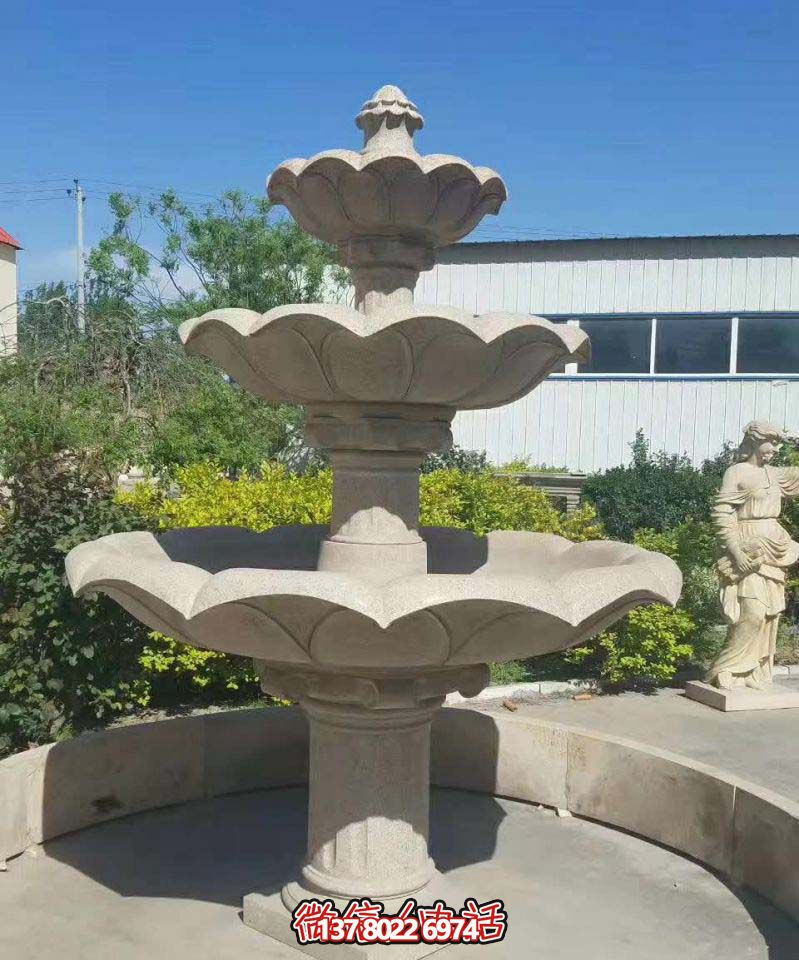 多層噴泉雕塑，裝點(diǎn)工廠區(qū)