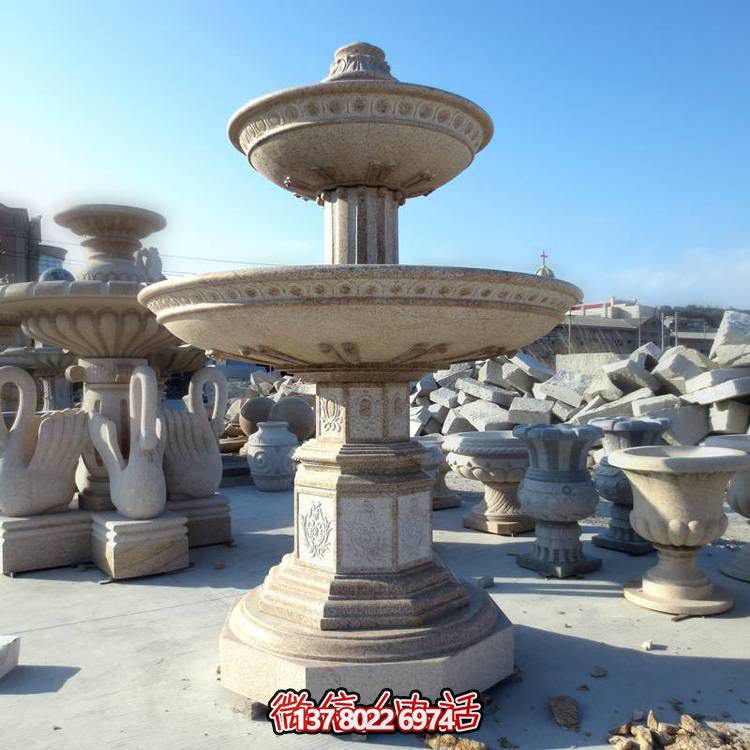 歐式黃銹石噴泉流水轉動球，點綴酒店會所景觀