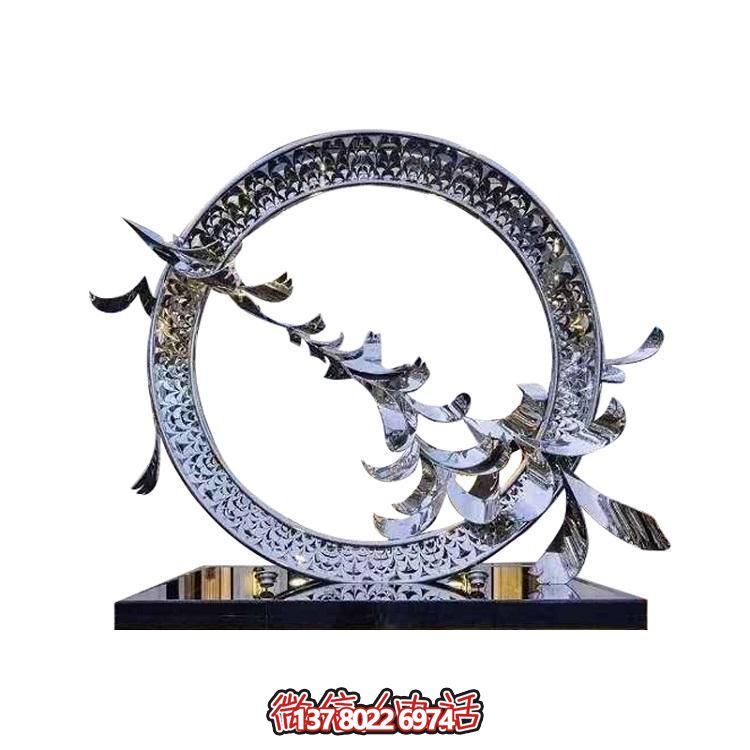 不銹鋼創(chuàng)意鴿子圓環(huán)擺件，裝點戶外園林景觀