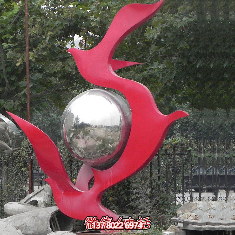 不銹鋼抽象鴿子雕塑，為您的園林景觀增添高雅氣息
