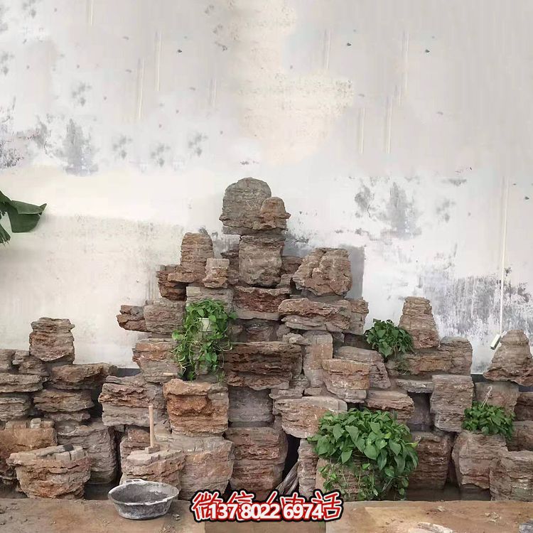 室內景觀設計，精美石雕塑擺放奇石假山