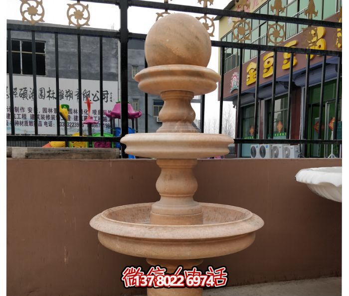 自然之美，多層風水球石雕晚霞紅別墅