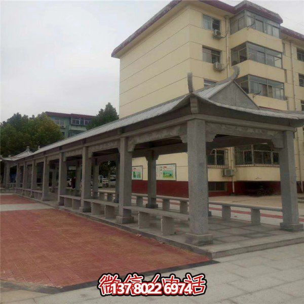 仿古建筑石雕長廊亭子，打造文化小區(qū)廣場雕塑