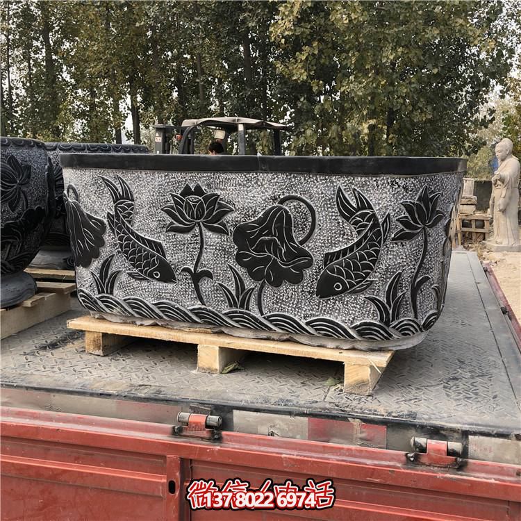 精美青石雕刻橢圓花盆，打造完美庭院戶外環(huán)境